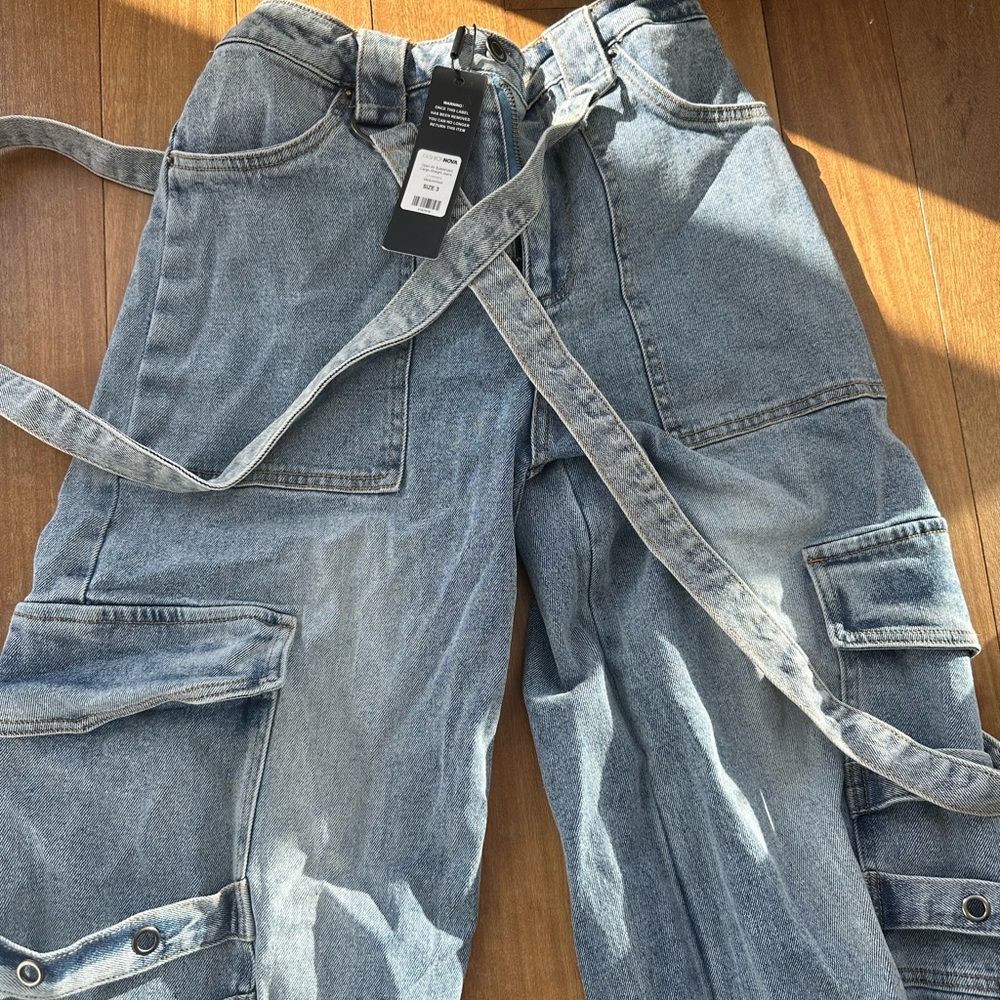 Fashion nova suspended cargo straight jeans